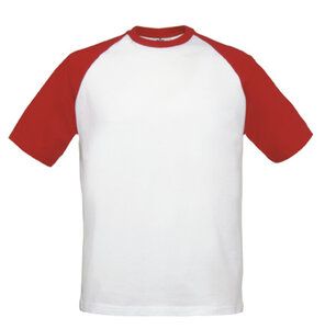 B&C BC231 - Baseball T-Shirt Weiß / Rot