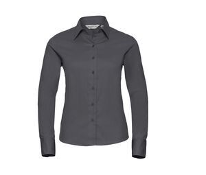 Russell Collection JZ16F - Langarmshirt Klassisch Twill-Hemd Zinc