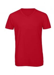 B&C BC057 - Herren T-Shirt mit V-Ausschnitt Rot