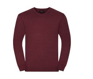 Russell Collection JZ710 - V-Neck Strickpullover Cranberry Marl