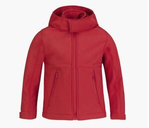 B&C BC651 - Hooded Softshell Jacke für Kinder Rot