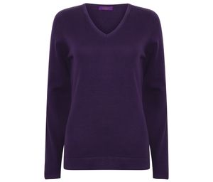 HENBURY HY721 - Damen Pullover mit V-Ausschnitt Purple