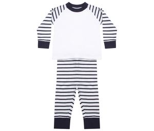 Larkwood LW072 - Gestreifter Kinderpyjama Navy Stripe / White