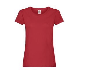 Fruit of the Loom SC1422 - Frauen rundes Nacken-T-Shirt Rot