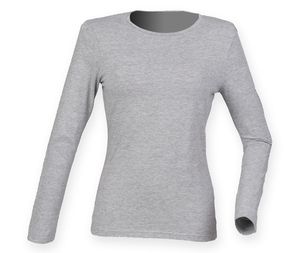 Skinnifit SK124 - Langarmes Stretch-T-Shirt von Frauen Heather Grey