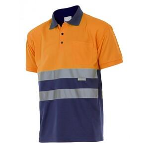 VELILLA VL173 - POLO FARBIGE KURZARM HOHE SICHTBARKEIT Fluo Orange / Navy