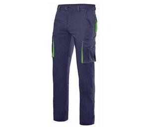 VELILLA V3024S - Two-tone workwear trousers Navy/Lime