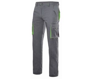 VELILLA V3024S - Two-tone workwear trousers Grey/Lime