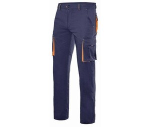 VELILLA V3024S - Two-tone workwear trousers Navy/Orange