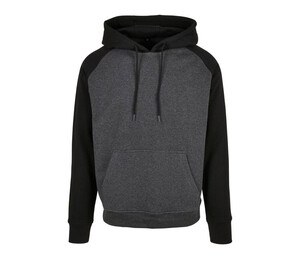 BUILD YOUR BRAND BYB005 - BASIC RAGLAN HOODY Charcoal/Black